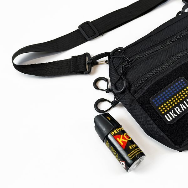 Сумка через плече 25&times;20&times;5,5 см Cordura 600D з VELCRO-панеллю, 5 кишень, чорна TBG-331710 фото