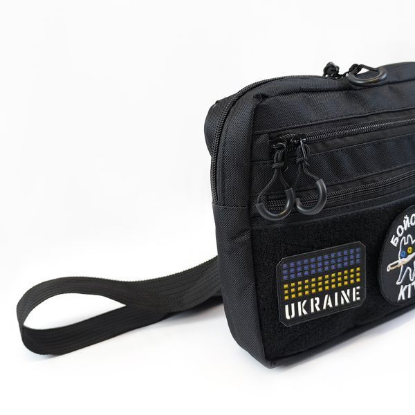 Сумка через плече 25&times;20&times;5,5 см Cordura 600D з VELCRO-панеллю, 5 кишень, чорна TBG-331710 фото