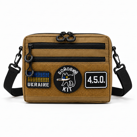 Сумка через плече 25&times;20&times;5,5 см Cordura 600D з VELCRO-панеллю, 5 кишень, койот TBG-331710 фото