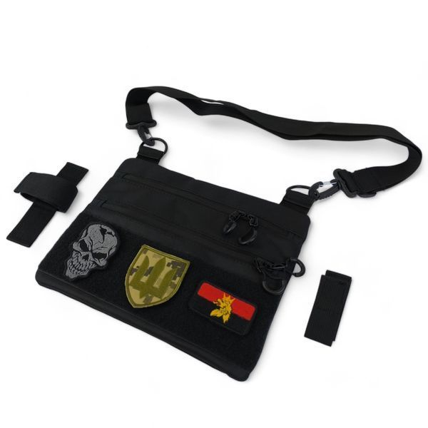 Сумка через плече 30&times;24 см Cordura Rip Stop з VELCRO-панеллю, 4 кишені, чорна DTH-392019 фото