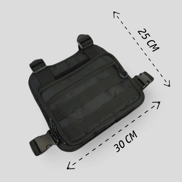 Нагрудна сумка-жилет 30&times;20&times;8 см Cordura 1000D чорна MOLLE, 3 кишені, чорна MKI-283987 фото