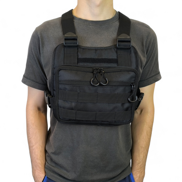 Нагрудна сумка-жилет 30&times;20&times;8 см Cordura 1000D чорна MOLLE, 3 кишені, чорна MKI-283987 фото