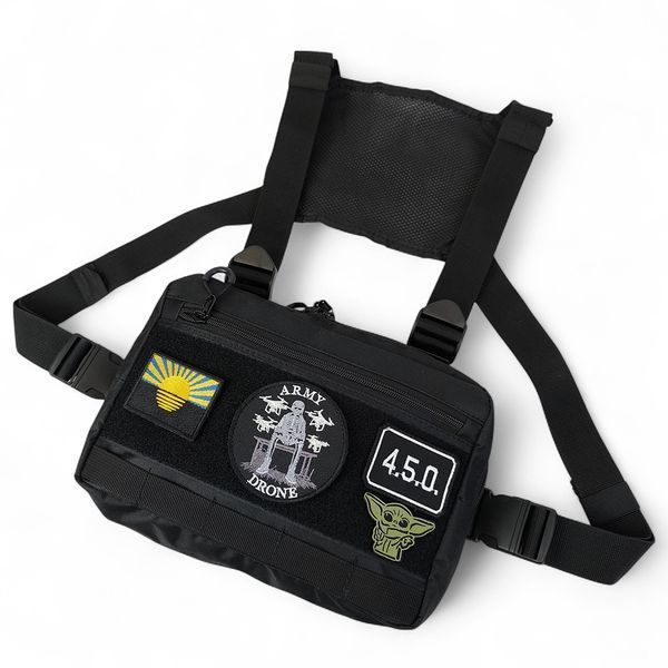 Нагрудна сумка 30&times;20&times;8 см Cordura 1000D чорна MOLLE VELCRO, 5 кишень, чорна NYR-562398 фото