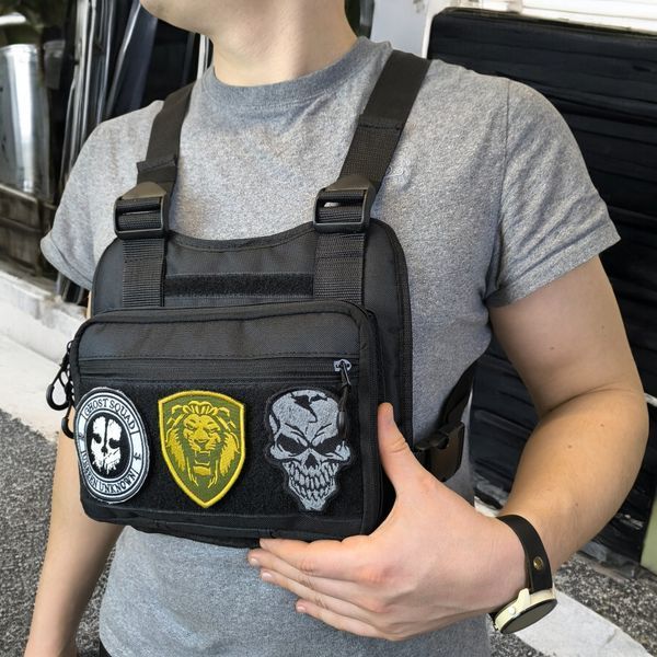Нагрудна сумка 30&times;20&times;8 см Cordura 1000D чорна MOLLE VELCRO, 5 кишень, чорна NYR-562398 фото