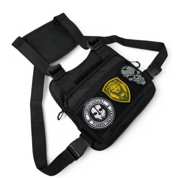 Нагрудна сумка 30&times;20&times;8 см Cordura 1000D чорна MOLLE VELCRO, 5 кишень, чорна NYR-562398 фото