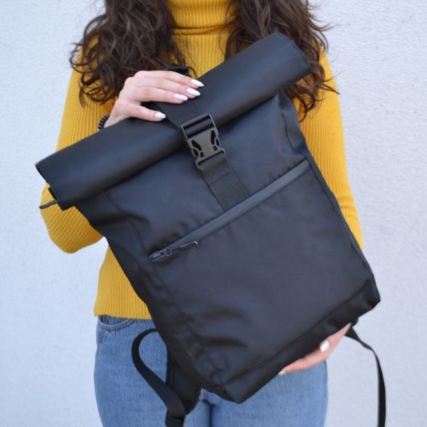 Міський рюкзак Roll Top 58&times;26&times;15 см Cordura 1000D чорний з відділенням для ноутбука, чорний RLT-392098 фото