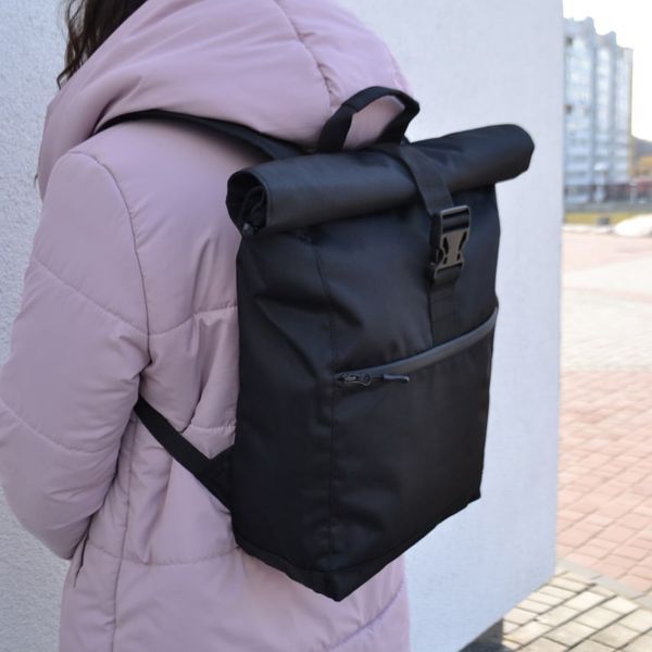 Міський рюкзак Roll Top 58&times;26&times;15 см Cordura 1000D чорний з відділенням для ноутбука, чорний RLT-392098 фото